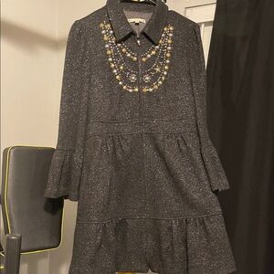 Nanette Lepore Dark Gray Ruffle Coat